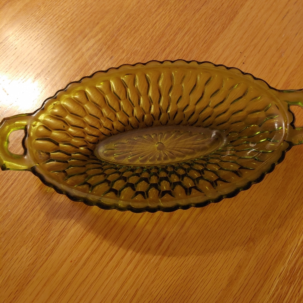 Vintage green carnival dish
